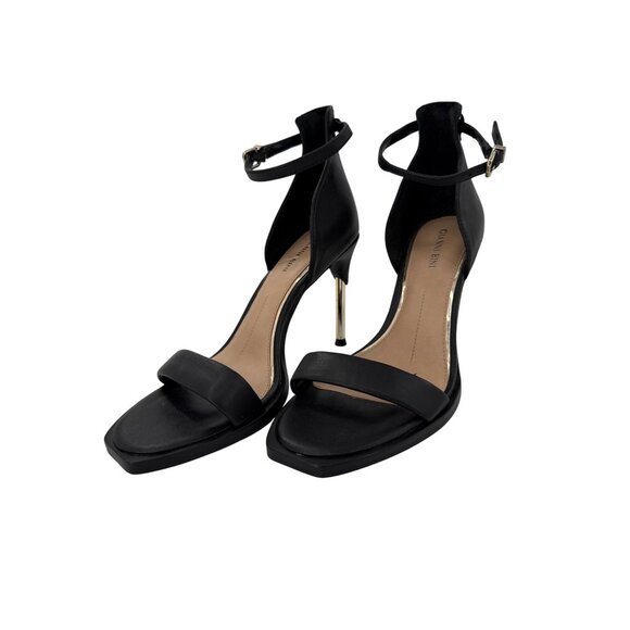 Gianni Bini Black Ankle Strap Heels Gold Stiletto Heel 7.5 - Picture 2 of 8
